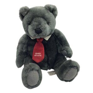 Vtg The Ohio State University Velvete Bear Plush  Soft Gray Stuffed Animal Tie 9